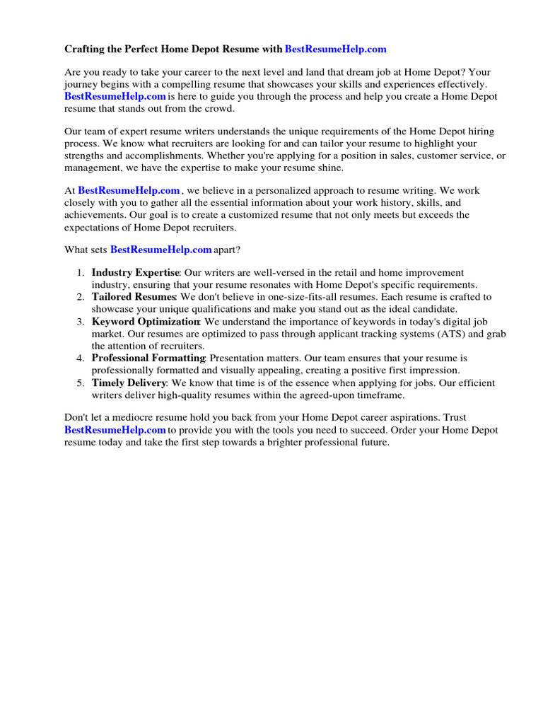Home Depot Resume | PDF | Résumé | Employment, image size:768x1024