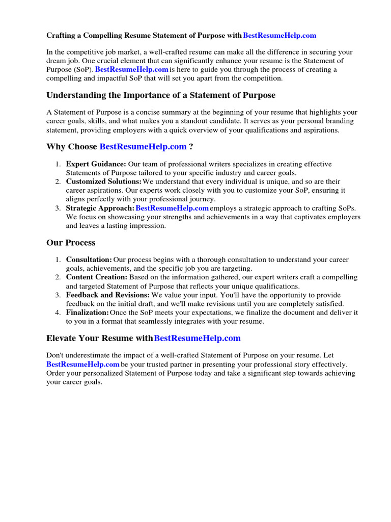 Resume Statement of Purpose PDF - 1719099858