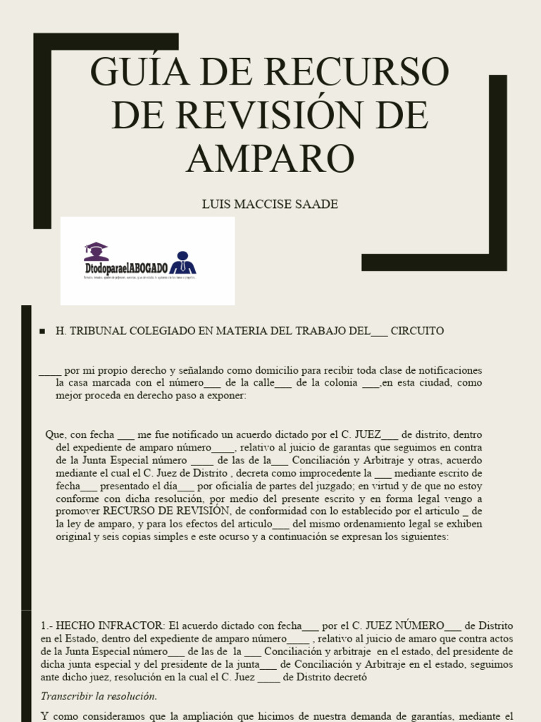 Guía de Recurso de Revisión de Amparo | PDF | Demanda judicial | Justicia