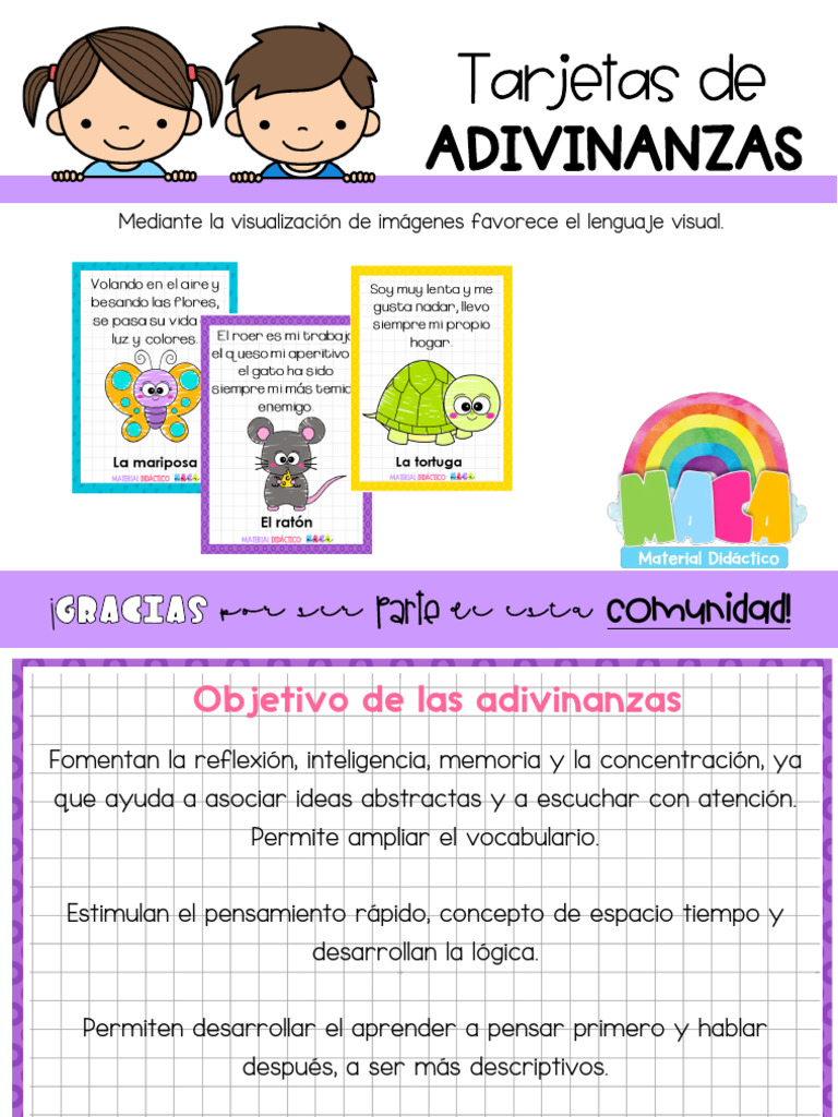 Tarjetas de Adivinanzas para Niños | PDF