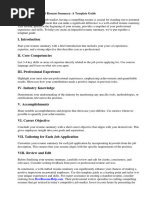 Resume Summary Template