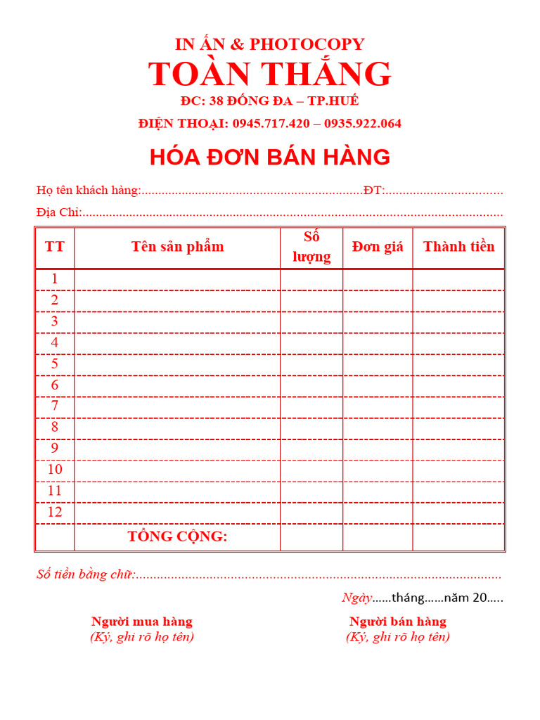 Hoa Don Toan Thang | PDF