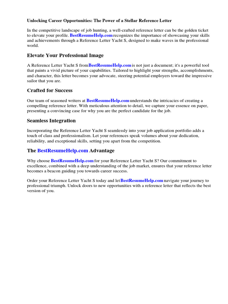 Reference Letter Yacht Stewardess Download Free PDF Résumé