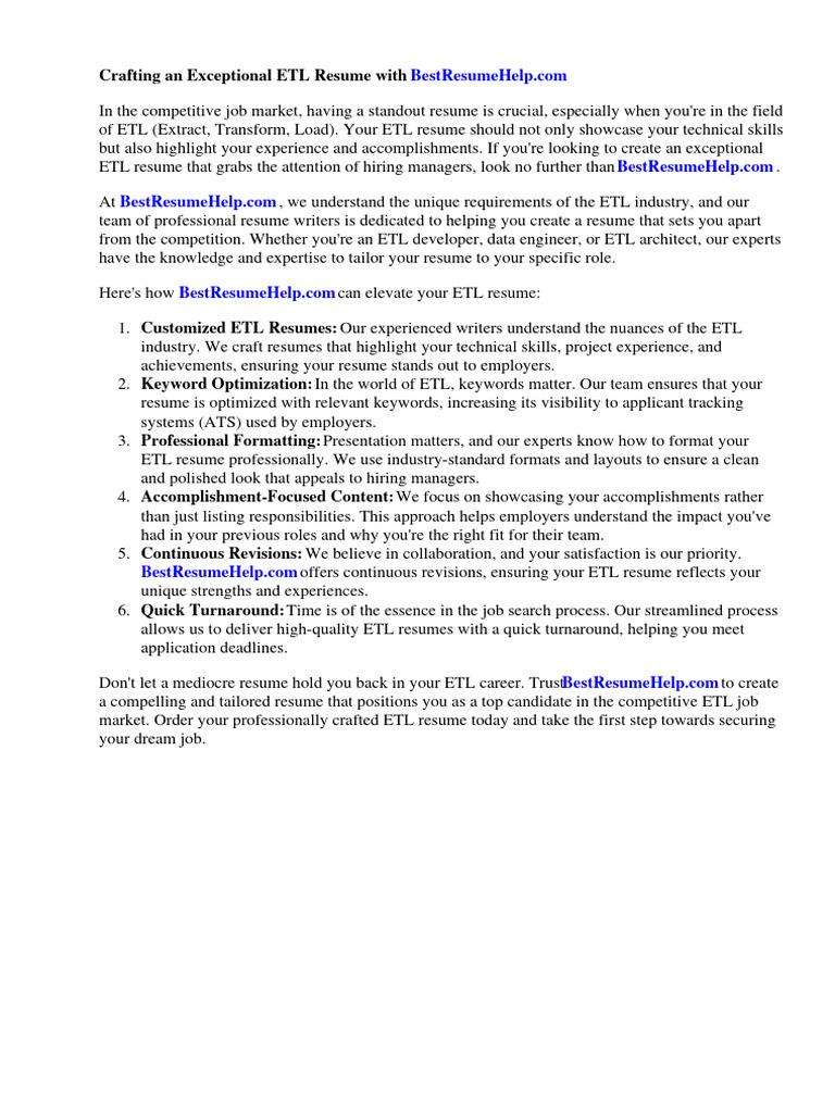 Etl Resume | PDF | Databases | Data