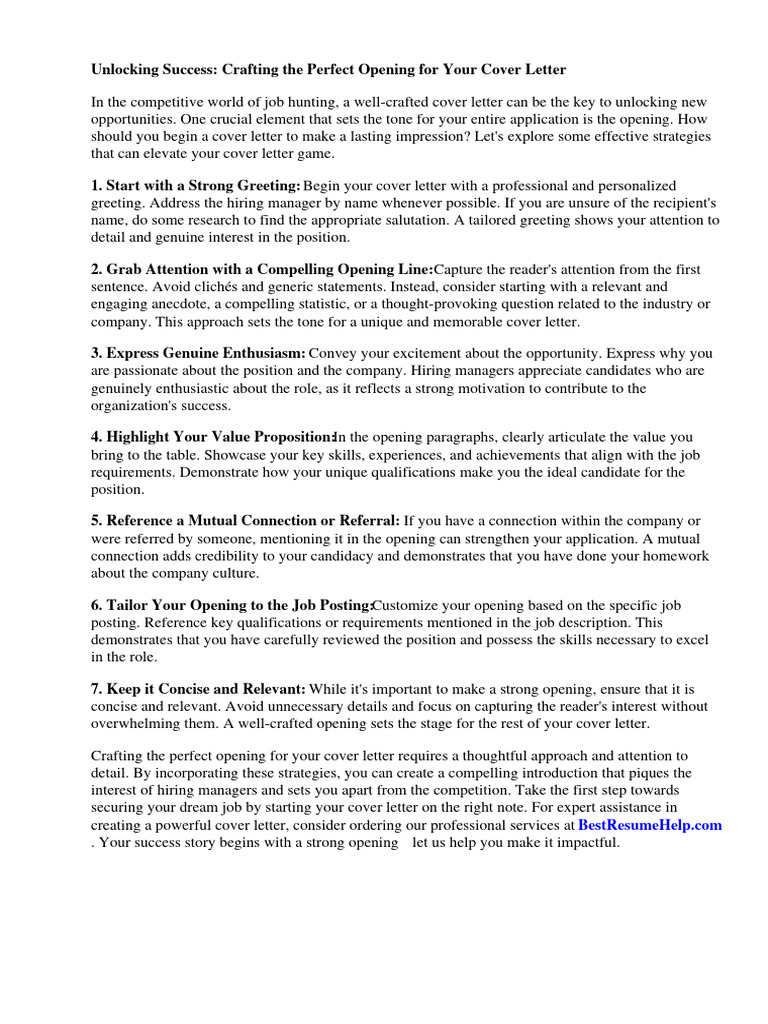 Crafting Impactful Cover Letter Openings | PDF | Résumé | Http Cookie