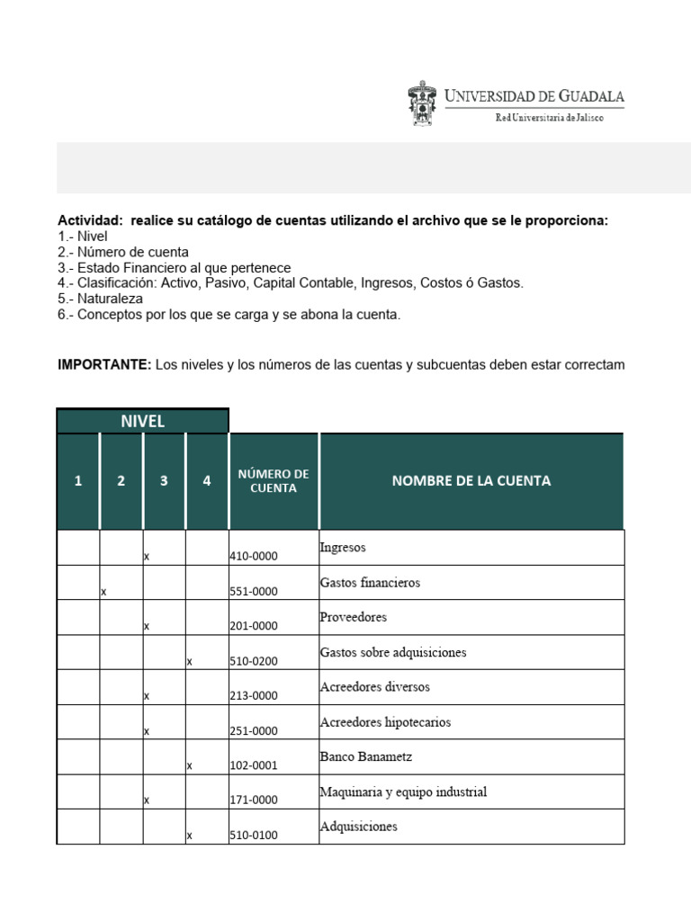 Catálogo de Cuentas Financieras | PDF | Impuesto al valor agregado ...