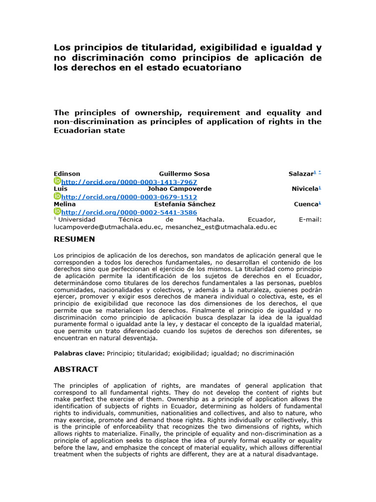Principios de Derechos en Ecuador | PDF | Constitución | Justicia
