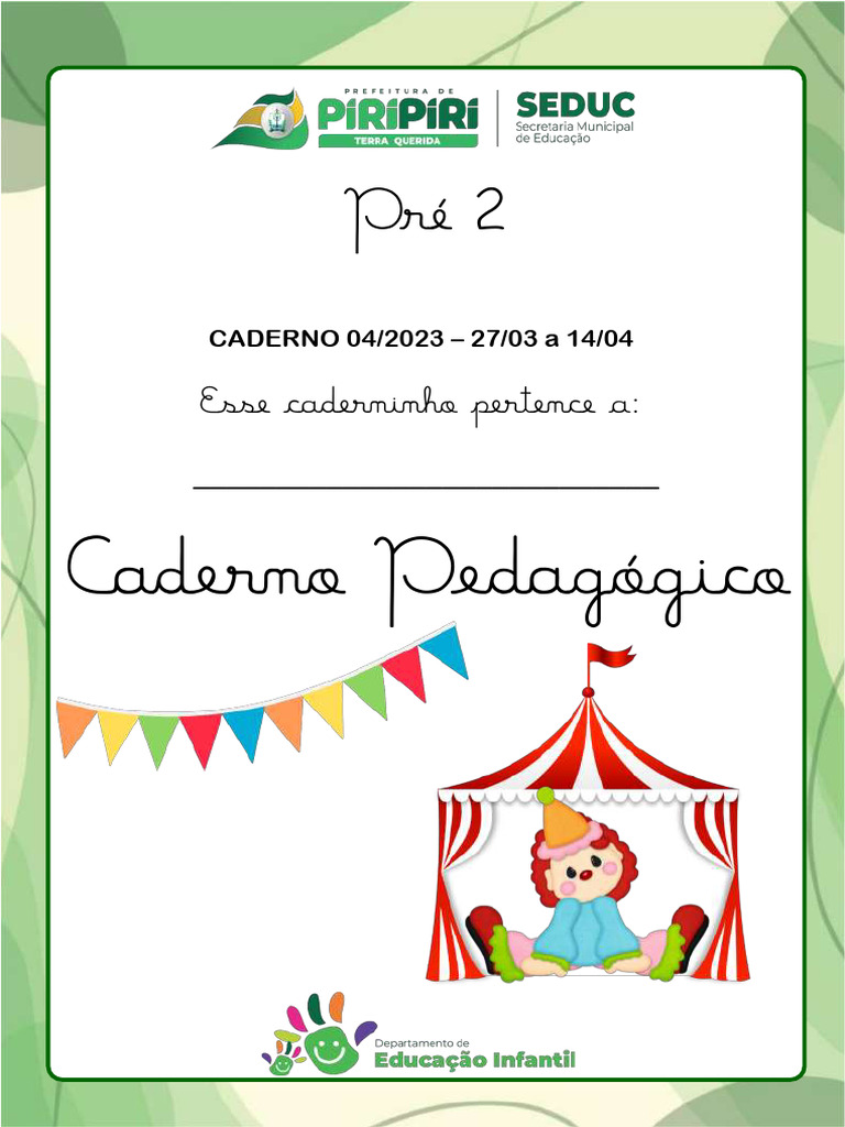 Caderno de Atividades Pré 2 - 2023 | PDF