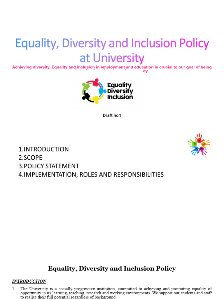 University Diversity and Inclusion Policy | PDF | Social Equality ...