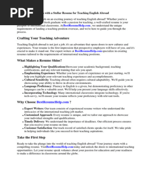 Resume Teaching English Abroad