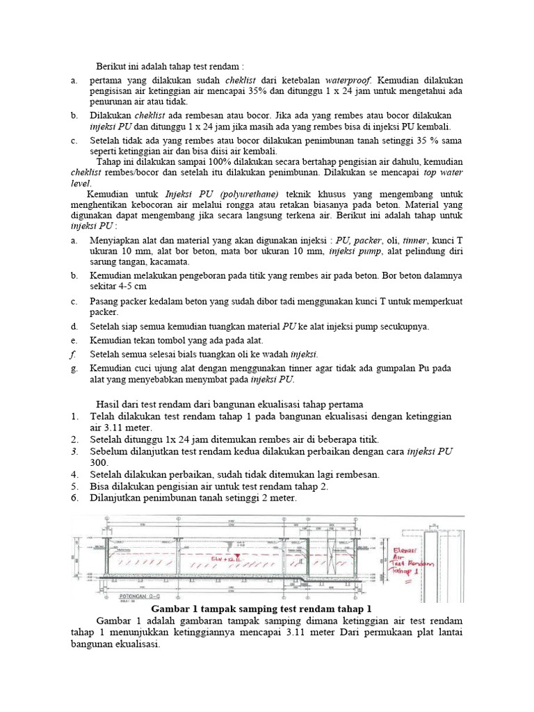 Proses Tes Rendam Waterproofing | PDF | Teknologi & Rekayasa