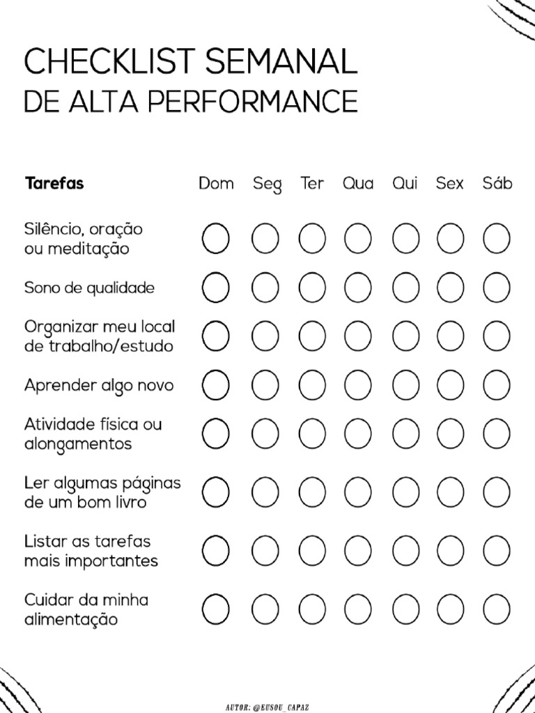 Checklist Alta Performance | PDF