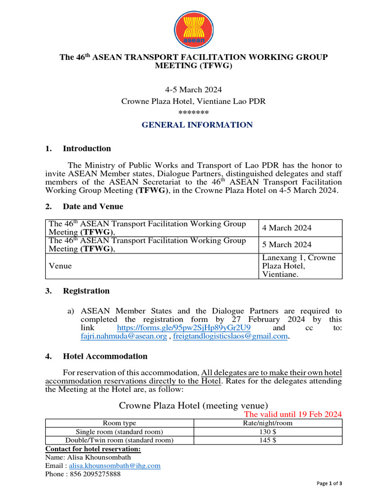 General - Information - 46th - TFWG 4 5 March 2024 Crown Plaza ...