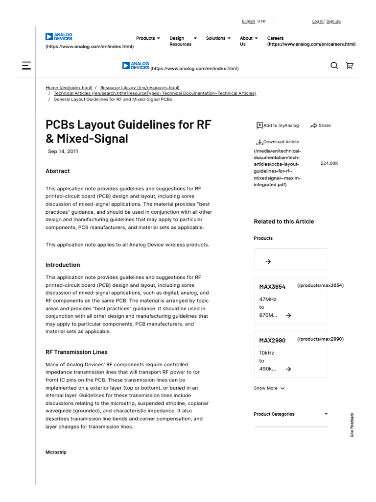 PCBs Layout Guidelines For RF & Mixed-Signal - Analog Devices | PDF