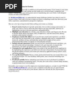 Resume for Freshers as Teacher