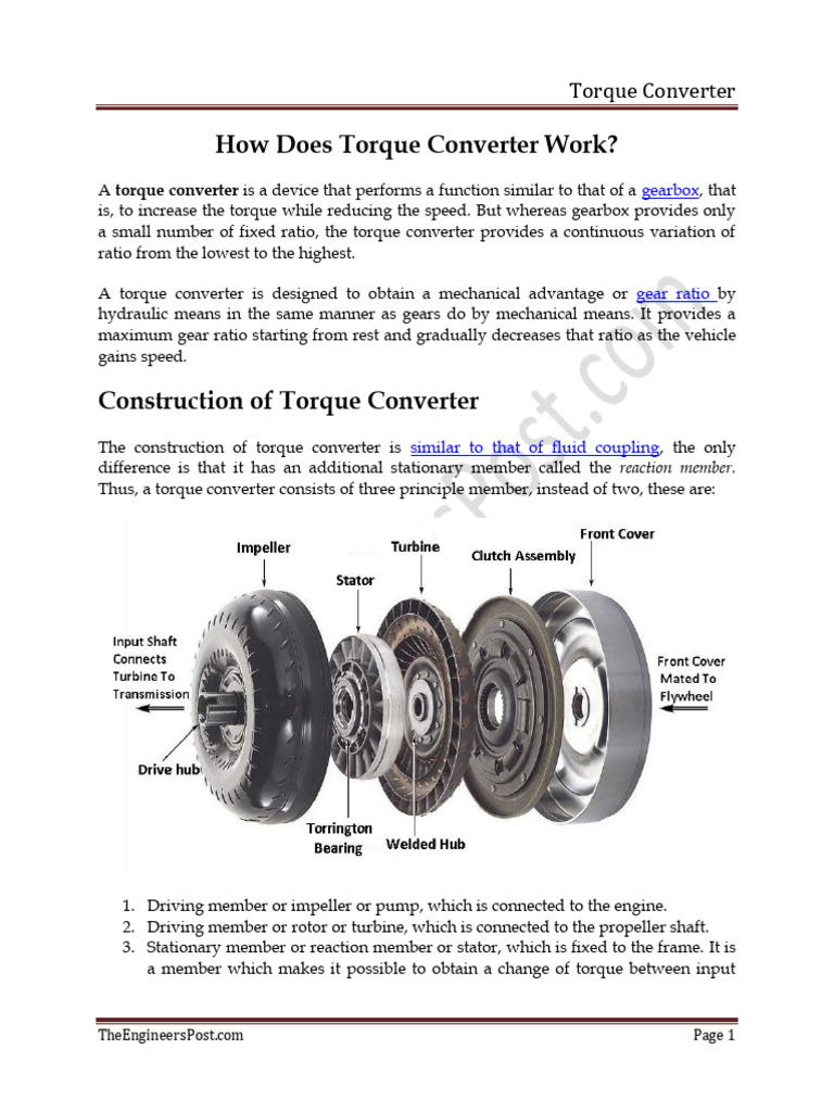 How Does Torque Converter Work PDF Kinematics Mechanical Engineering
