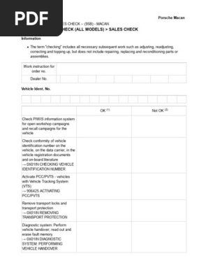 Porsche Macan Sales Check Manual | PDF | Mechanical Engineering