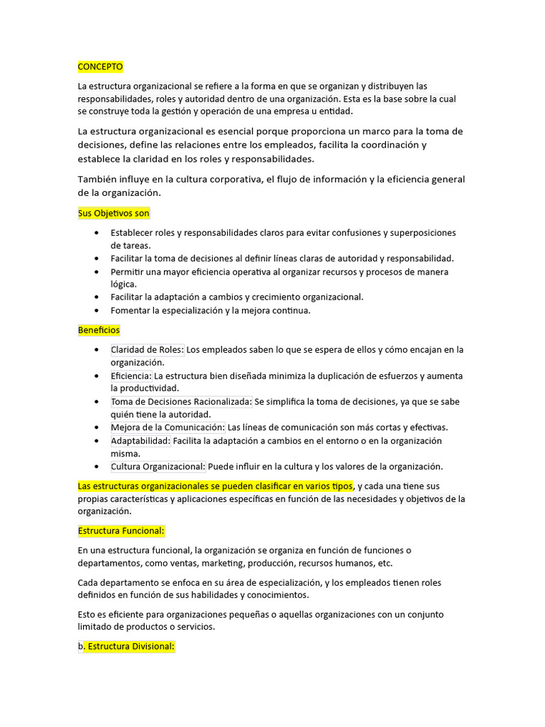 Estructura Organizacional y Tipos | PDF | Business | Economias