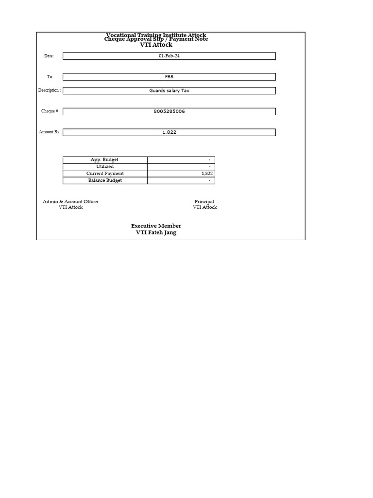 Shammas Tax Payment for VTI Attock | PDF | Business