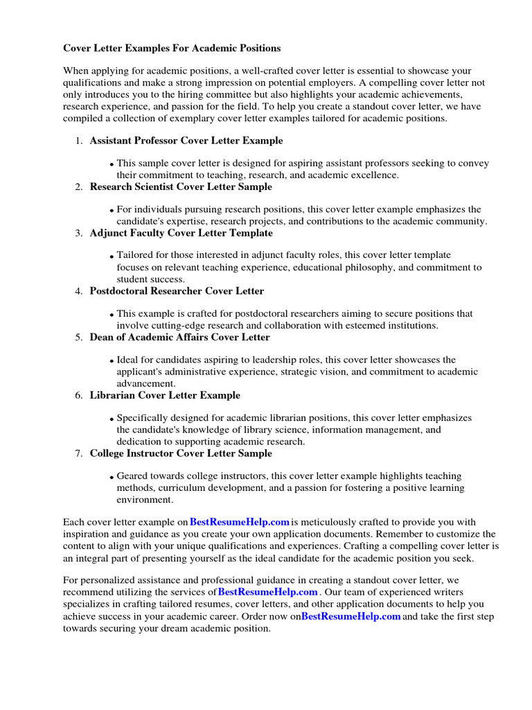 Cover Letter Examples For Academic Positions | PDF | Résumé | Professors In  The United States, image size:768x1024