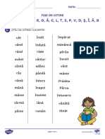 Fisa de Citire A, M, U, N, I, E, R, O, A2, C, L, T, S, P, V, D, s2, I2, A3, B