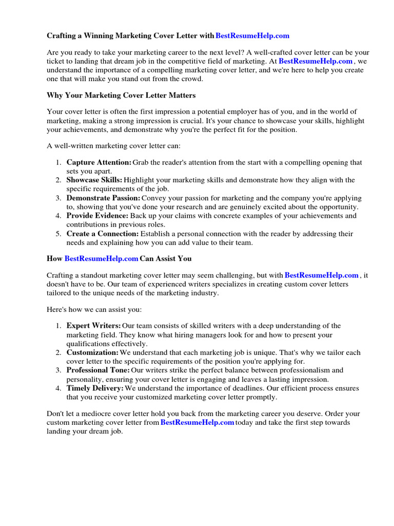Marketing Cover Letter Template | PDF | Résumé | Marketing