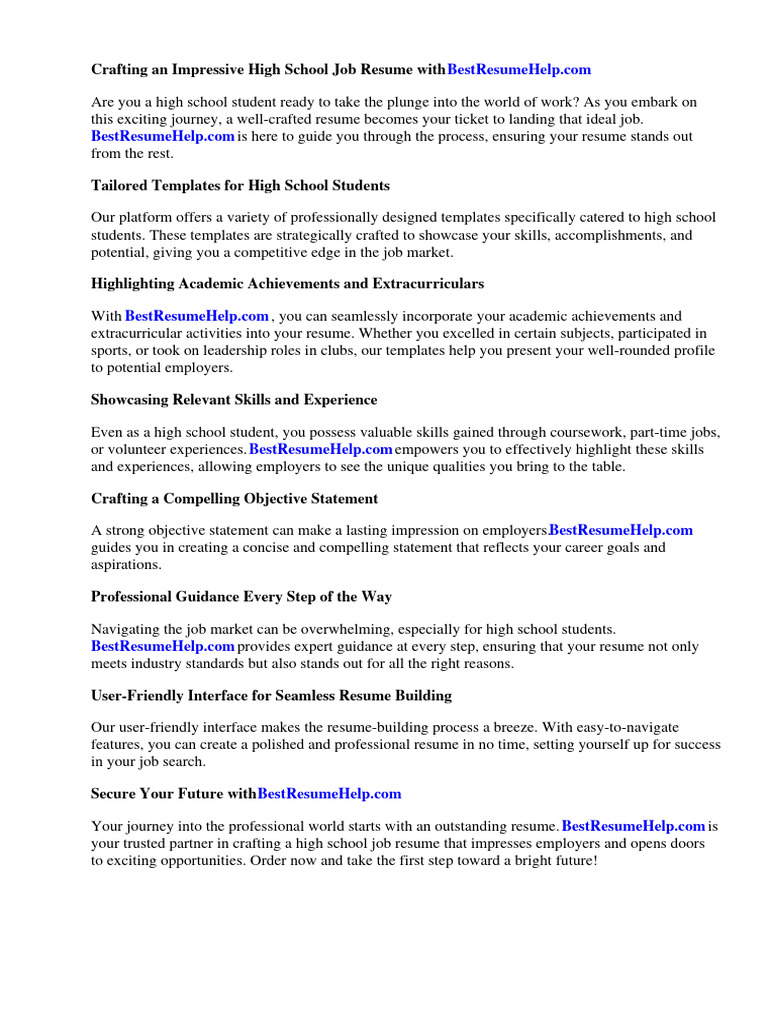 High School Job Resume Examples - 1726236774