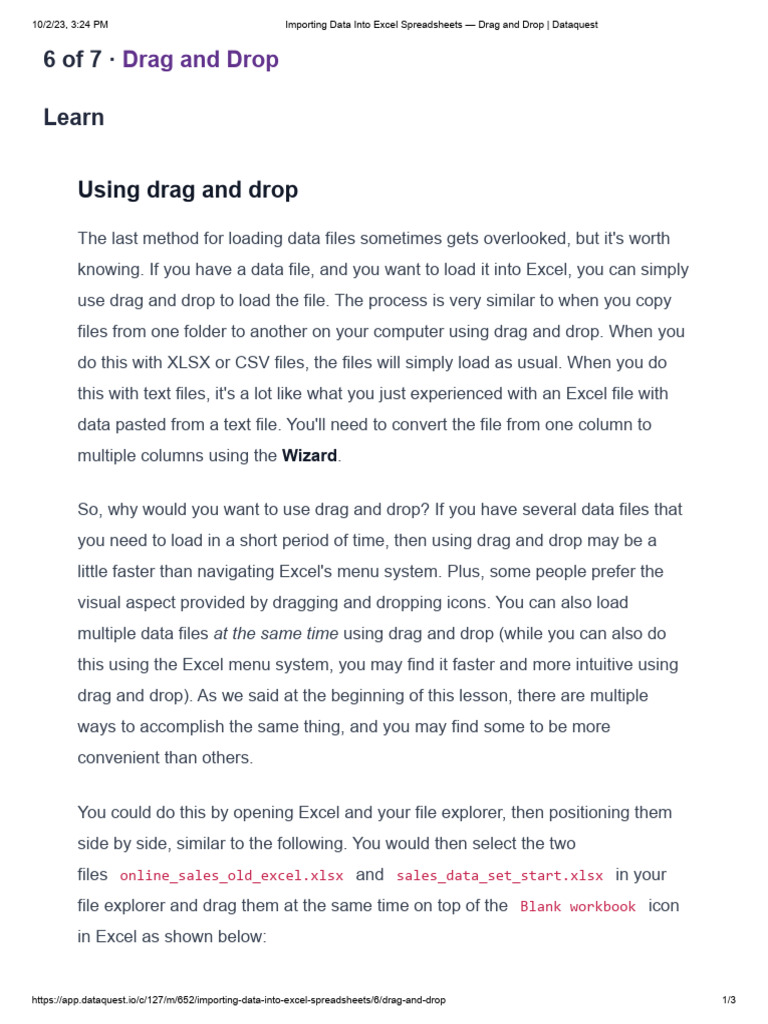 Import Data into Excel via Drag and Drop | PDF | Microsoft Excel ...