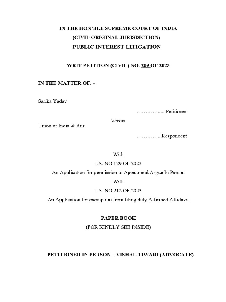 PIL Format for Supreme Court Submission | PDF | Mandamus | Writ