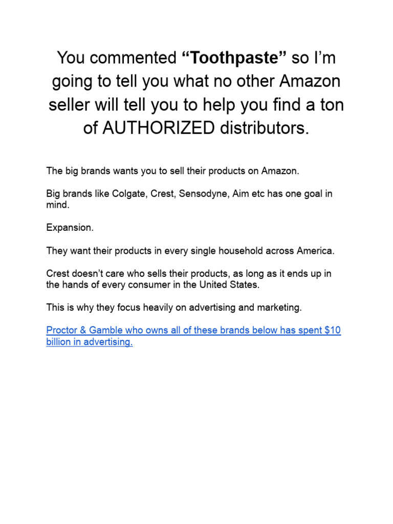 Toothpaste Lead PDF Brand Retail