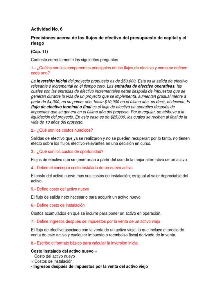 Flujos de Efectivo y Riesgo en Proyectos | PDF | Tasa interna de ...
