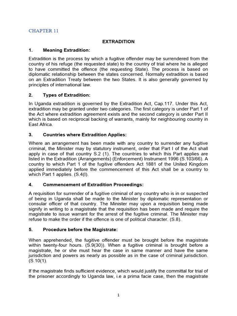 Extradition Process in Uganda Explained | PDF | Bail | Plea