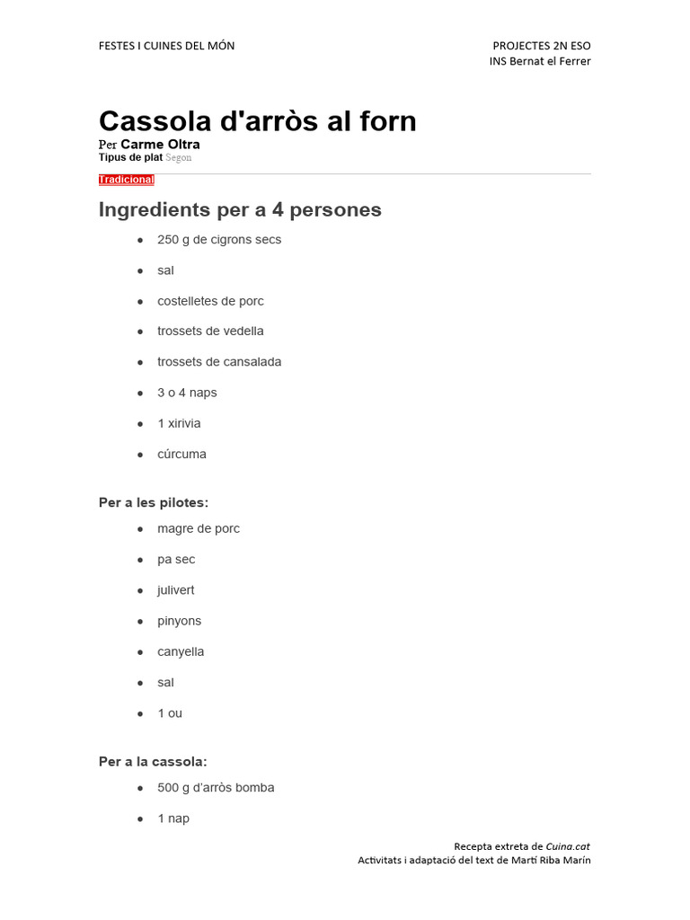 Activitat Recepta Cuina PDF