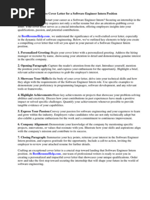 Cover Letter Software Engineer Intern