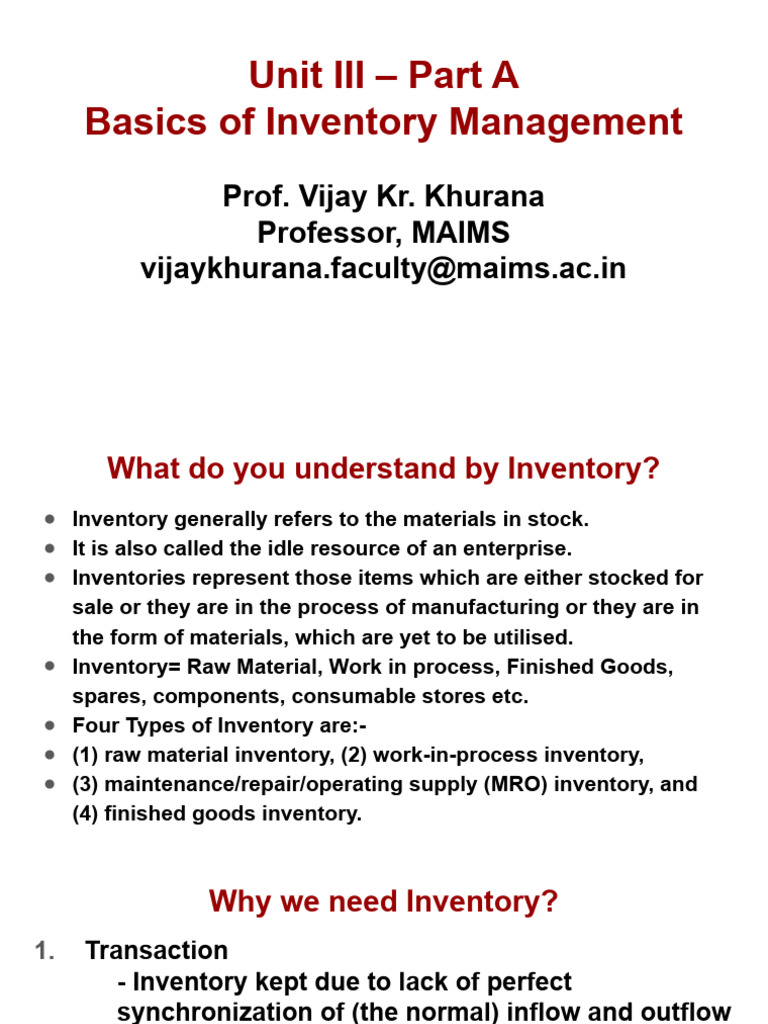 3 1 Inventory Basics Pdf Inventory Trade