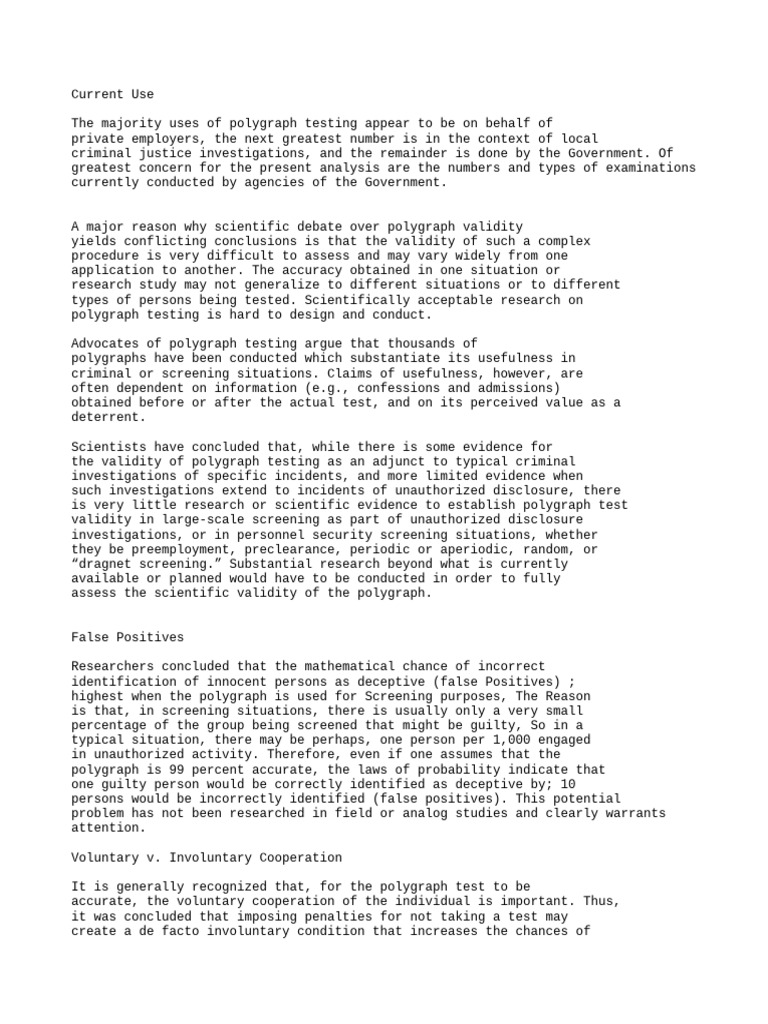 Polygraph Testing: Validity and Challenges | PDF | Polygraph | Validity ...