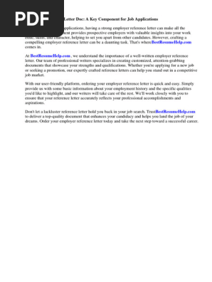 Employer Reference Letter Doc