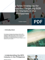 Winning Sales Strategies For Bpo Companies Targeting B 2 B and B 2 C Markets in The Philippines