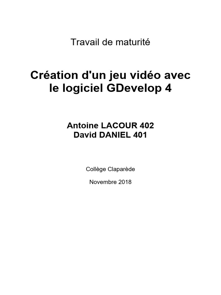 Création d'un jeu avec GDevelop 4 | PDF | Logiciel | Informatique