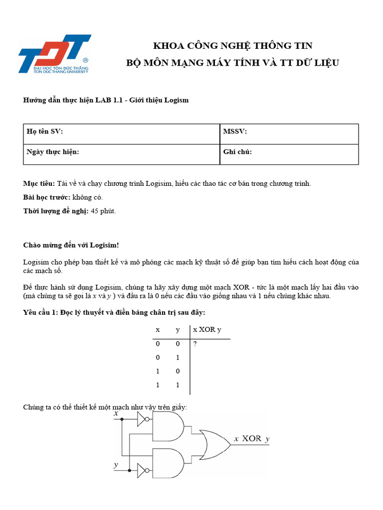 Lab 1.1 Intro To Logism | PDF