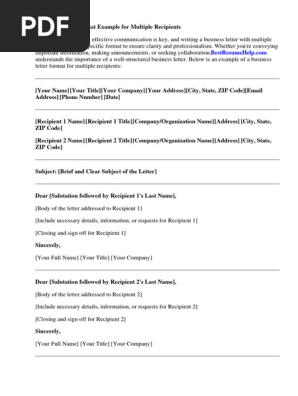 Business Letter Format Example Multiple Recipients