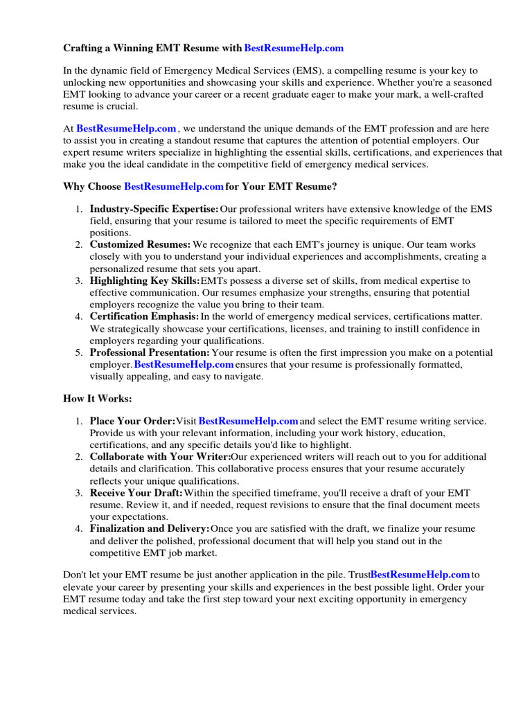 Emt Resume Description PDF - 1710204488