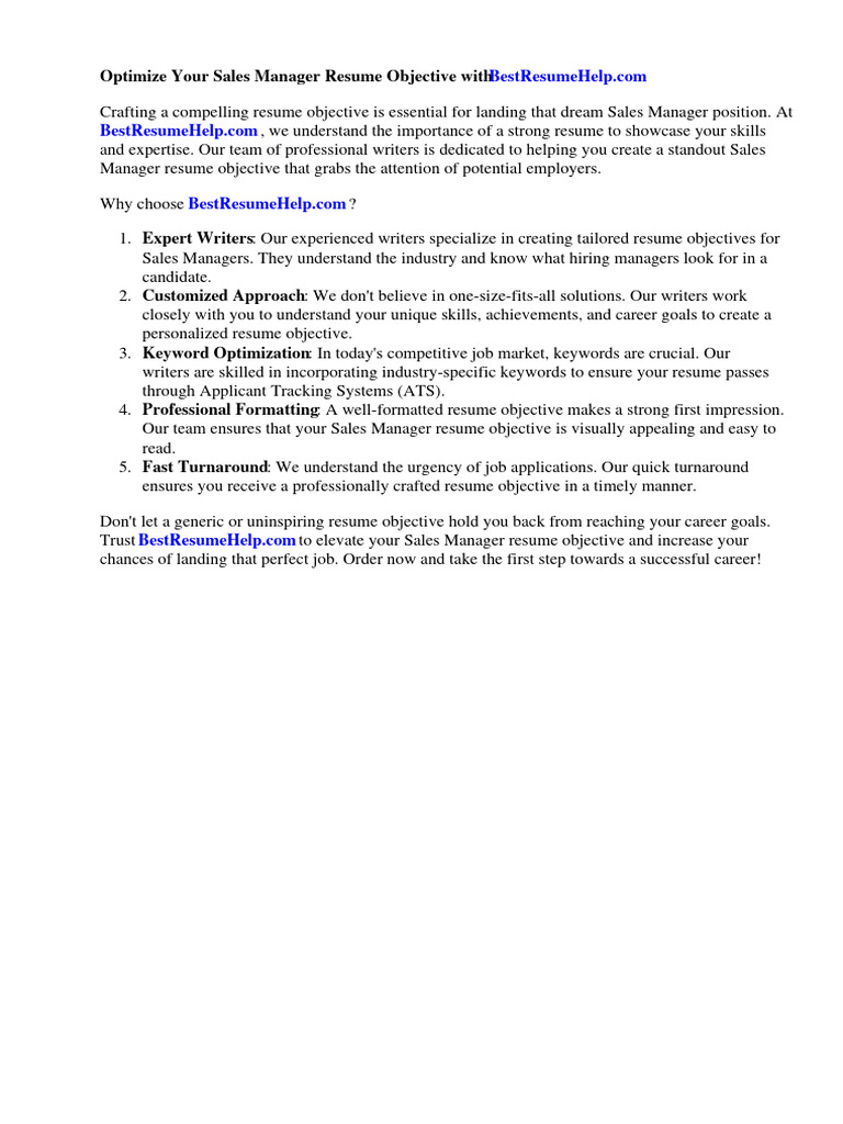 Sales Manager Resume Objective | PDF | Sales | Retail