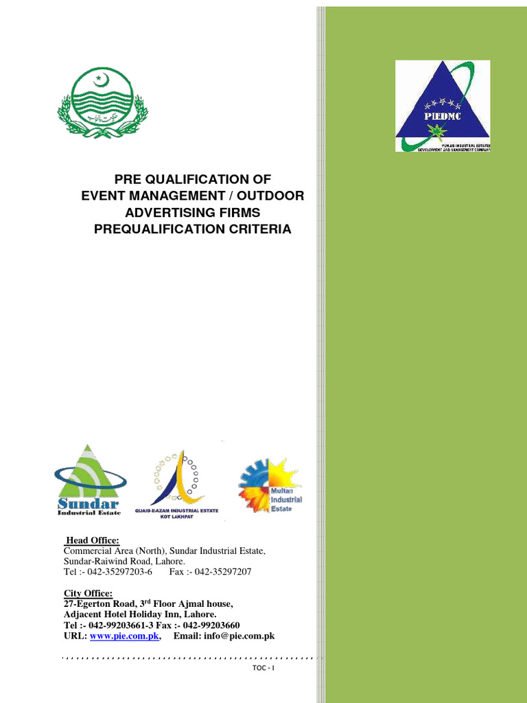 Pre-Qualification for Event Management Firms | PDF | Joint Venture ...