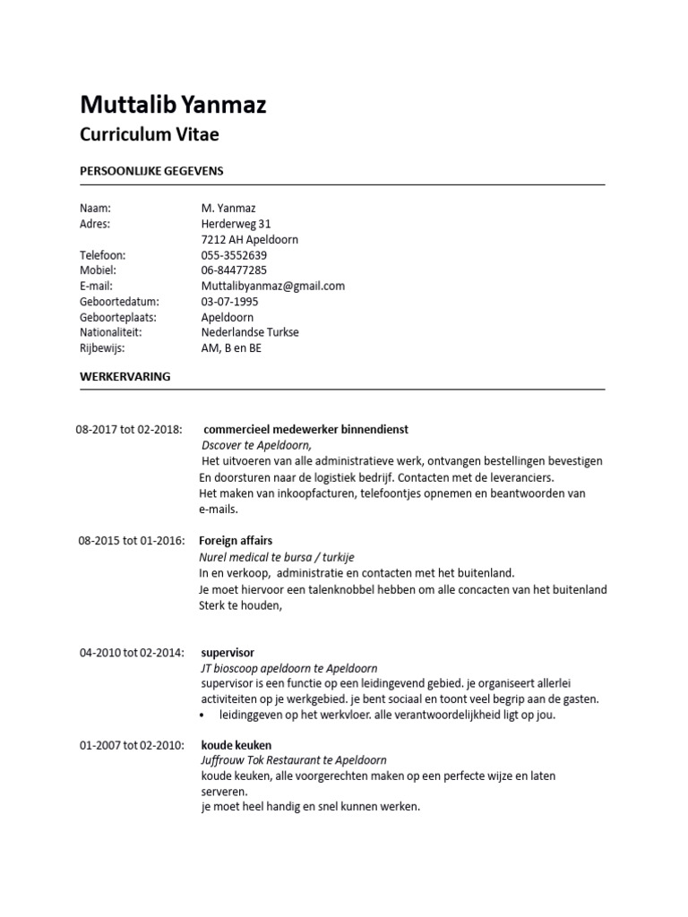 Muttalib Yanmaz: Curriculum Vitae | PDF