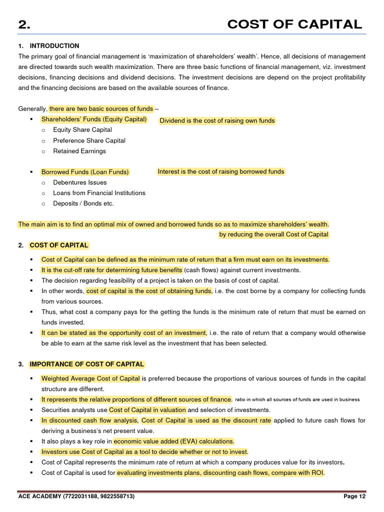 Understanding Cost of Capital in Finance | PDF | Cost Of Capital ...