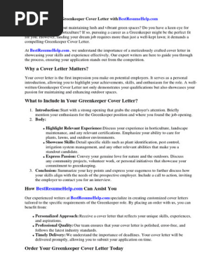 Greenkeeper Cover Letter