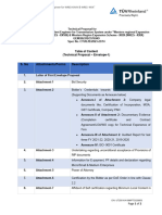 S. No Attachments/Forms Description: Table of Content (Technical Proposal - Envelope-1)