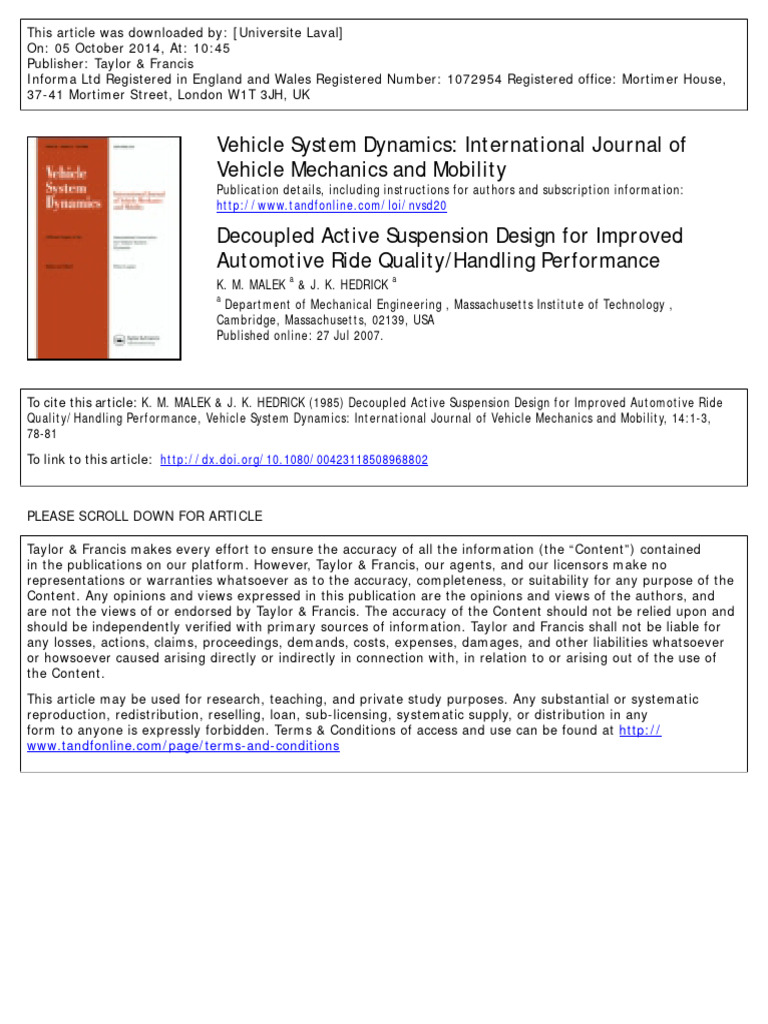 Vehicle System Dynamics: International Journal of Vehicle Mechanics and ...