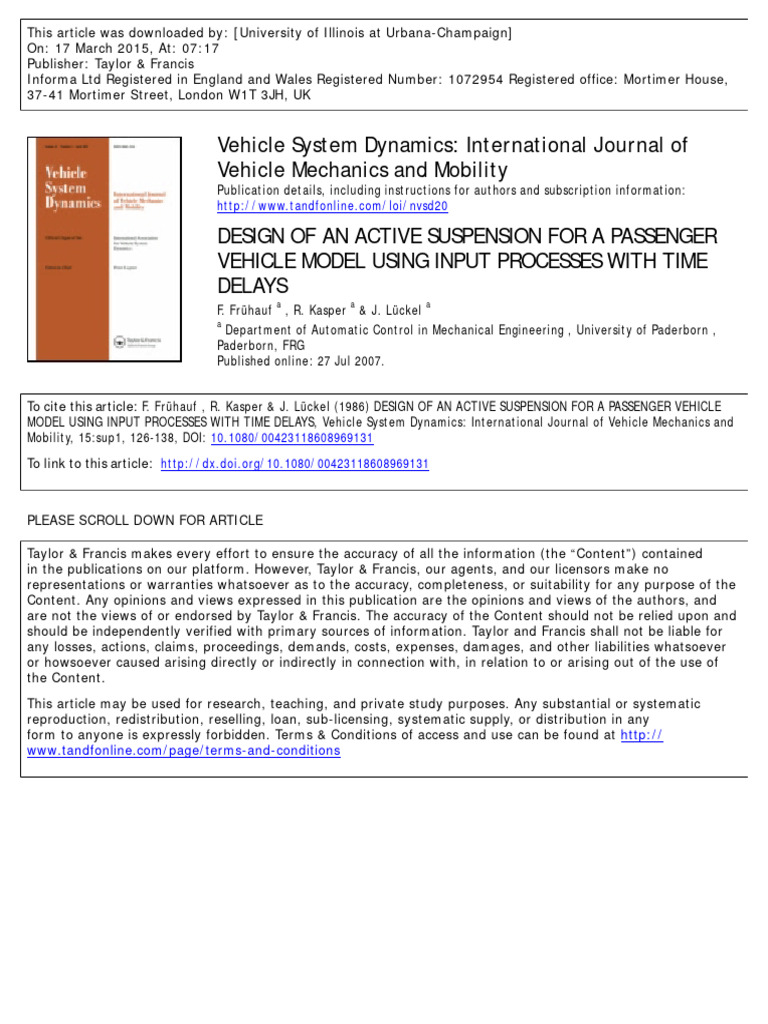 Active Suspension Design Analysis | PDF